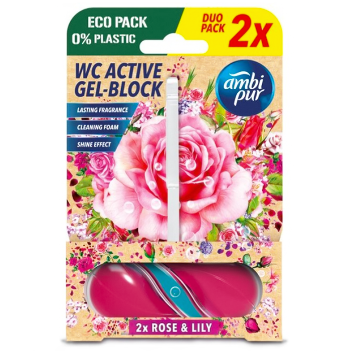 Гелевий підвісний блок для туалету Ambi Pur WC Active Gel-Block Троянда і лілія, 2х45 г (838500) - 